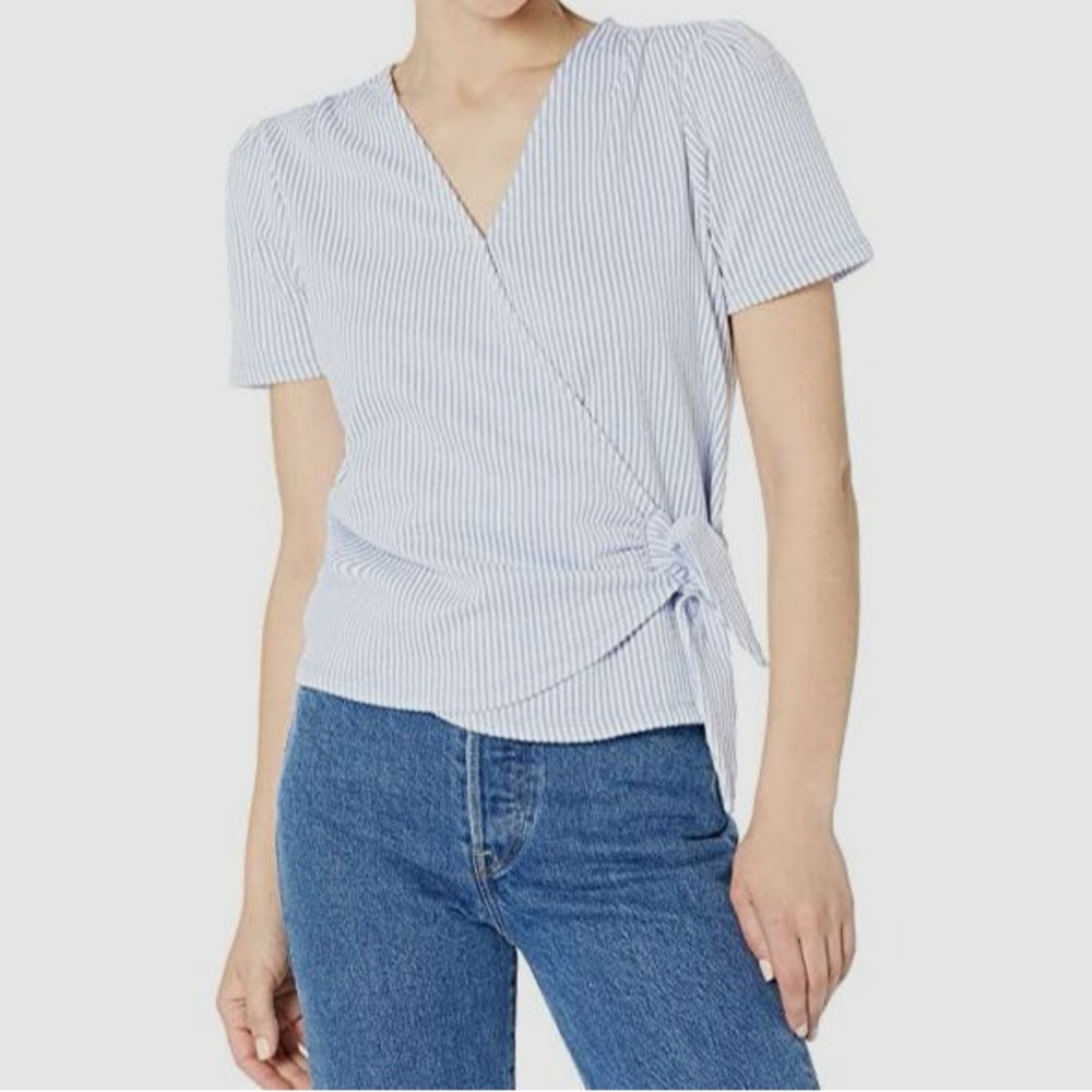 MICHAEL Michael Kors Light Blue Striped Knit Top